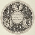 Design for a Dish with Portraits of the Roman Emperors Tiberius, Vespasian, and Titus, Theodor de Bry  Netherlandish, Engraving