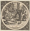 Scene with Galants at a Banquet in a Circle at Center, Theodor de Bry  Netherlandish, Engraving and blackwork