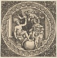 Scene with Misericordia and Veritas in a Circle at Center, Theodor de Bry  Netherlandish, Engraving