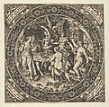 Scene with a Feast of Love in a Circle at Center, Theodor de Bry  Netherlandish, Engraving