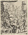 Solomon Building the Temple, from "The Story of Solomon", Maarten van Heemskerck Netherlandish, Engraving