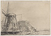 The Windmill, Rembrandt (Rembrandt van Rijn)  Dutch, Etching; impression with chimney added to the cottage in the center