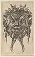 Satyr Mask with Horns and a Twisted Beard Wearing an Ivy Wreath, from "Divers Masques", François Chauveau  French, Etching