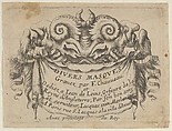 Title Plate with Two Satyr Heads, from "Divers Masques", François Chauveau  French, Etching
