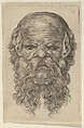 Mask of a Bald Man with Pointed Ears and a Long, Parted Beard, from "Divers Masques", François Chauveau  French, Etching