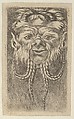 Satyr Mask with Overlapping Horns and Four Braided Strands of Beard, from "Divers Masques", François Chauveau  French, Etching