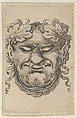 Mask of Bacchus with a Wreath of Grape Leaves and Ribbon, from "Divers Masques", François Chauveau  French, Etching