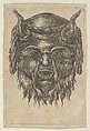 Satyr Mask with a Laurel Wreath Draped Over the Horns, from "Divers Masques", François Chauveau  French, Etching