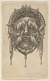 Mask with Long Eyebrows and Mustache and a Headdress with Dangling Cloth, from "Divers Masques", François Chauveau  French, Etching