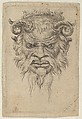 Satyr Mask with Curled Horns Looking Down, from "Divers Masques", François Chauveau  French, Etching