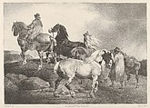 Horses Driven to a Fair, Théodore Géricault French, Lithograph