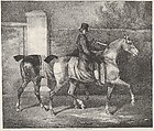 Two Horses Exercised by a Jockey, Théodore Géricault French, Lithograph