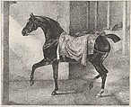Black Horse Tethered in a Stable, Théodore Géricault French, Lithograph