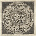 Design for a Plate with Neptune in a Shell Drawn by Horses in a Medallion Bordered by Sea Monsters, Adriaen Collaert Netherlandish, Engraving