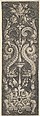 Vertical Panel with a Candelabrum Stemming from a Leaf-Faced Grostesque at Bottom, Allaert Claesz. Dutch, Engraving