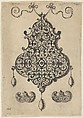 Design for the Verso of a Pendant with an Oval Motif Between Strapwork, Jan Collaert I  Netherlandish, Engraving and blackwork; first state of two (New Hollstein)