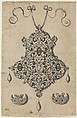 Design for the Verso of a Pendant with Grapevines Above Axe-Shaped Ornaments, Jan Collaert I  Netherlandish, Engraving and blackwork; first state of two (New Hollstein)