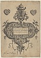 Title Plate, from "Pendant Designs with Architectural Elements and Vegetal-Arabesques", Jan Collaert I  Netherlandish, Engraving and blackwork; first state of three (New Hollstein)