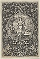Juno in a Decorative Frame with Grotesques, from the Judgment of Paris, Adriaen Collaert Netherlandish, Engraving