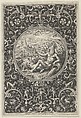 Neptune in a Decorative Frame with Grotesques, from the Judgment of Paris, Adriaen Collaert Netherlandish, Engraving