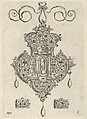 Pendant Design with Niche and a Vase with Two Handles Above Rectangular Ornaments, Jan Collaert I  Netherlandish, Engraving and blackwork; second state of two (New Hollstein)