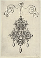 Pendant Design with a Couple at Center, Jan Collaert I  Netherlandish, Engraving; second state of two (New Hollstein)