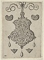 Design for the Verso of a Pendant with a Flower-Piece at Bottom Center, Jan Collaert I  Netherlandish, Engraving; first state of two (New Hollstein)