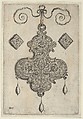 Design for the Verso of a Pendant with Three Large Flowers, Jan Collaert I  Netherlandish, Engraving; second state of three (New Hollstein)