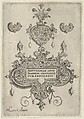 Title Plate, from Pendant Designs with Deities in Niches and Flower-Arabesques, Jan Collaert I  Netherlandish, Engraving; first state of two (New Hollstein)