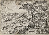 Euntes in Emaus (Landscape with Pilgrims at Emmaus), Pieter Bruegel the Elder Netherlandish, Etching and engraving