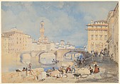 Ponte Santa Trinità, Florence, James Duffield Harding British, Watercolor and graphite