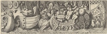 Plate 7: a battle taking place between men in boats, Pietro Santi Bartoli  Italian, Etching