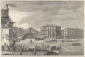 Plate 9: The bridge and market of the Rialto, Venice, from "Views of Venice" (Magnificentiores Selectioresque Urbis Venetiarum Prospectus), Michele Marieschi Italian, Etching; second state of four (Succi)