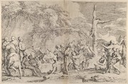 The crucifixion of Polycrates the tyrant after his capture by the Persians
, Salvator Rosa  Italian, Etching
