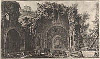 View of the fountainhead and the Grotto of Egiria outside the Porta Capena, from "Vedute di Roma", Giovanni Battista Piranesi  Italian, Etching; second state of five
