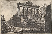 View of the so-called Temple of Concord with the Temple of Saturn, on the right the Arch of Septimius Severus, Giovanni Battista Piranesi  Italian, Etching