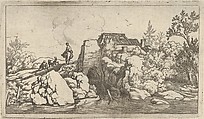 The Horseman on the Stone Bridge, Allart van Everdingen Dutch, Engraving; second state of three