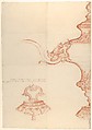 Design for a Silver Chandelier with Two Variants, George Wickes (British, Bury St Edmunds, Suffolk 1698–1761 Thurston, Suffolk), Red and black chalk