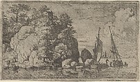 The Two Boats on the River, Allart van Everdingen  Dutch, Engraving; third state of four