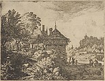 The Two Boats Approach a Hut, Allart van Everdingen Dutch, Engraving; second state of three