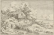The Man near the Entry of the Ruinous Hedge, Allart van Everdingen Dutch, Engraving; second state of two