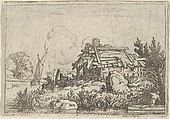 The Ruined Cottage, Surrounded by Water, Allart van Everdingen Dutch, Engraving; first state of three