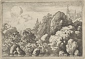 The Church on the Hill, Allart van Everdingen  Dutch, Engraving; third state of four