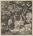 Four Figures under a Tree, Allart van Everdingen Dutch, Engraving; third state of three