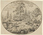 The Landscape with the Wooden Bridge, Allart van Everdingen Dutch, Engraving; fourth state of four