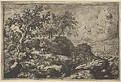 The Two Peasants Seated on the Hill, Allart van Everdingen  Dutch, Engraving; first state of three