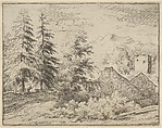 The Man Between the Two Fir Trees, Allart van Everdingen  Dutch, Engraving; second state of two