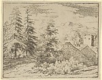 The Man between the Two Fir Trees, Allart van Everdingen  Dutch, Engraving; second state of two