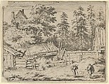 The Three Cottages, Allart van Everdingen  Dutch, Engraving; second state of two