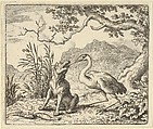 The Stork Removes a Bone from the Wolf's Throat from Hendrick van Alcmar's Renard The Fox, Allart van Everdingen Dutch, Engraving; third state of four